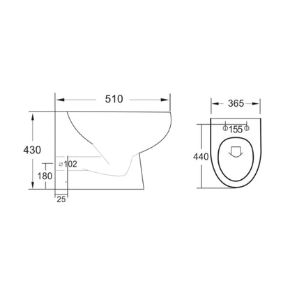 Fairford Palio Rimless Back To Wall Toilet with Wrapover Soft Close Seat