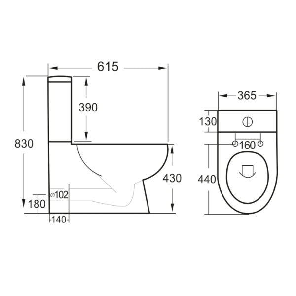Fairford Palio Rimless Close Coupled Toilet with Slim Soft Close Seat