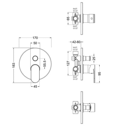 Fairford Element 10 Pure Concealed Manual Shower Valve with Diverter