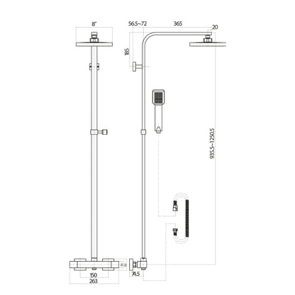 Fairford Amina Matt Black Exposed Shower Kit