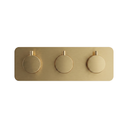 Fairford Element 7 Brushed Brass Triple Shower Valve, 3 Outlet
