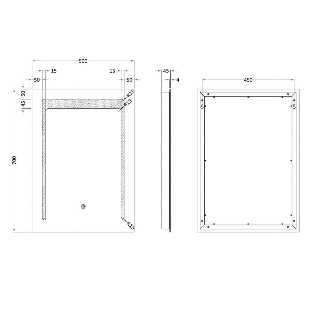 Fairford Cari 500 x 700mm LED Touch Sensor Mirror