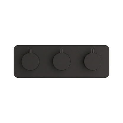 Fairford Element 7 Matt Black Triple Shower Valve, 3 Outlet