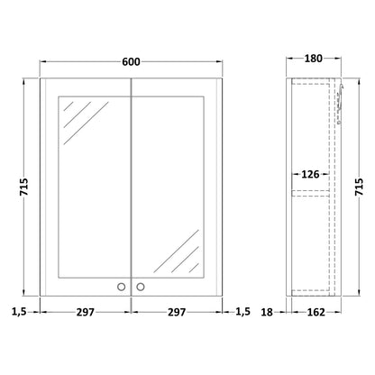 Fairford Laurel 600mm Satin White Mirror Cabinet