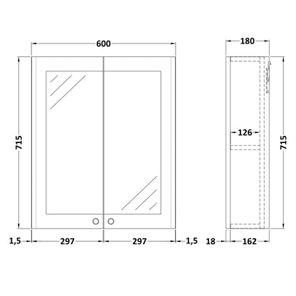 Fairford Laurel 600mm Satin Anthracite Mirror Cabinet