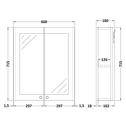 Fairford Laurel 600mm Satin Grey Mirror Cabinet