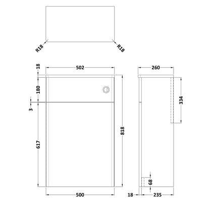 Fairford Laurel 500mm Satin Grey WC Unit