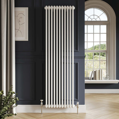 Fairford 2 Column Vertical White Designer Radiator 1500mm X 515mm
