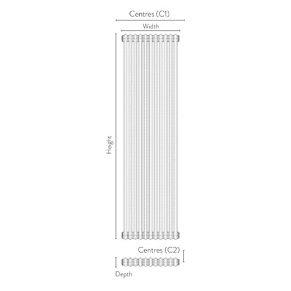 Fairford 3 Column Horizontal Anthracite Designer Radiator 600mm X 1010mm