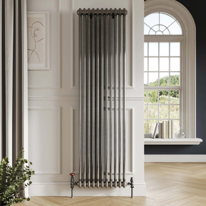 Fairford 2 Column Vertical Raw Metal Designer Radiator 1800mm X 416mm