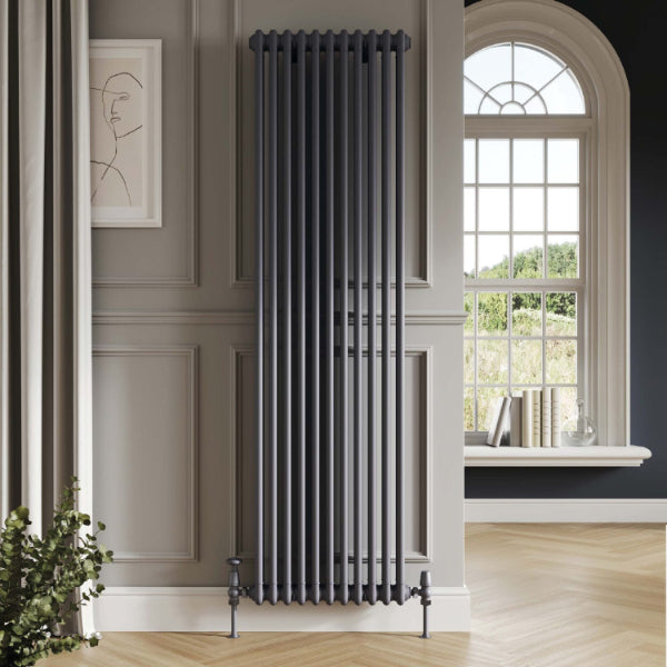 Fairford 2 Column Vertical Anthracite Designer Radiator 1800mm X 515mm