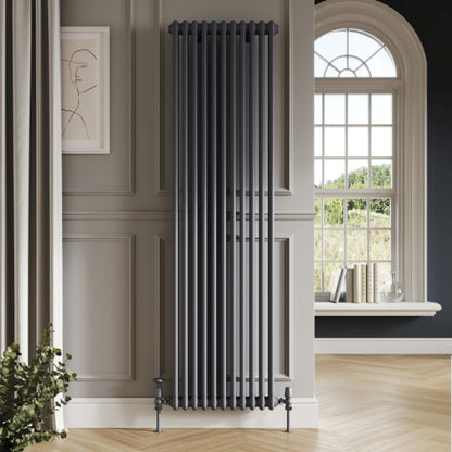 Fairford 2 Column Vertical Anthracite Designer Radiator 1800mm X 515mm