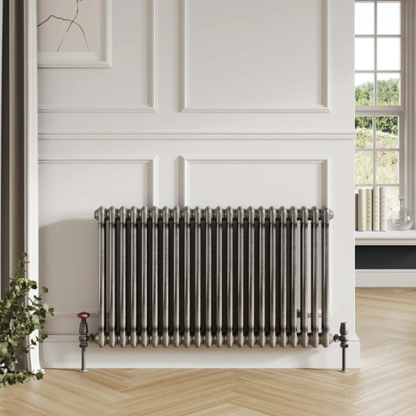 Fairford 2 Column Horizontal Raw Metal Designer Radiator 600mm X 1010mm
