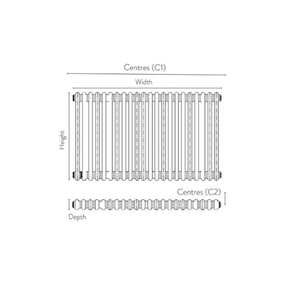 Fairford 3 Column Horizontal Anthracite Designer Radiator 600mm X 1190mm