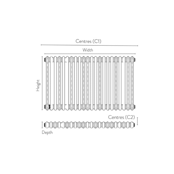 Fairford 3 Column Horizontal Raw Metal Designer Radiator 600mm X 821mm