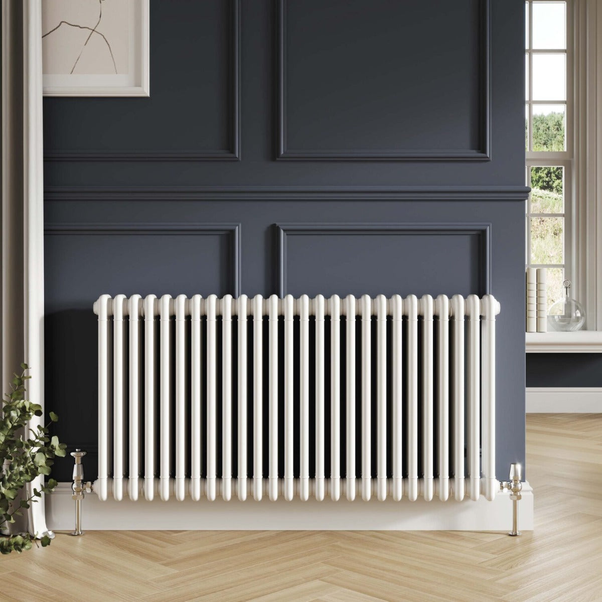 Fairford 3 Column Horizontal White Designer Radiator 600mm X 1010mm