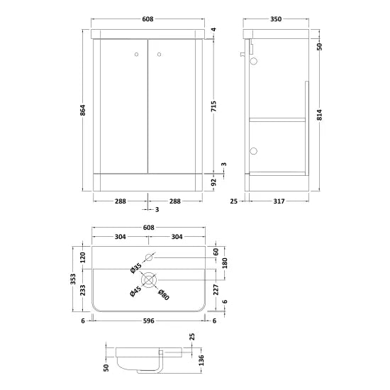 Fairford Crayo 600mm Soft Black Floor Standing Vanity Unit