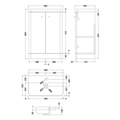 Fairford Crayo 600mm Soft Black Floor Standing Vanity Unit