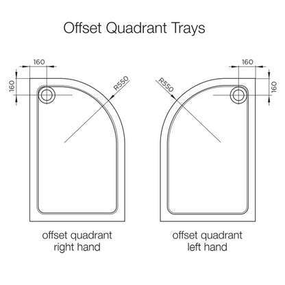 Fairford 1000mm x 800mm Offset Quad, LH Shower Tray, Corner Waste