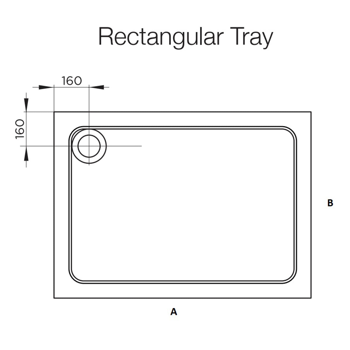 Fairford 1700 x 750mm Rectangular Shower Tray, Corner Waste