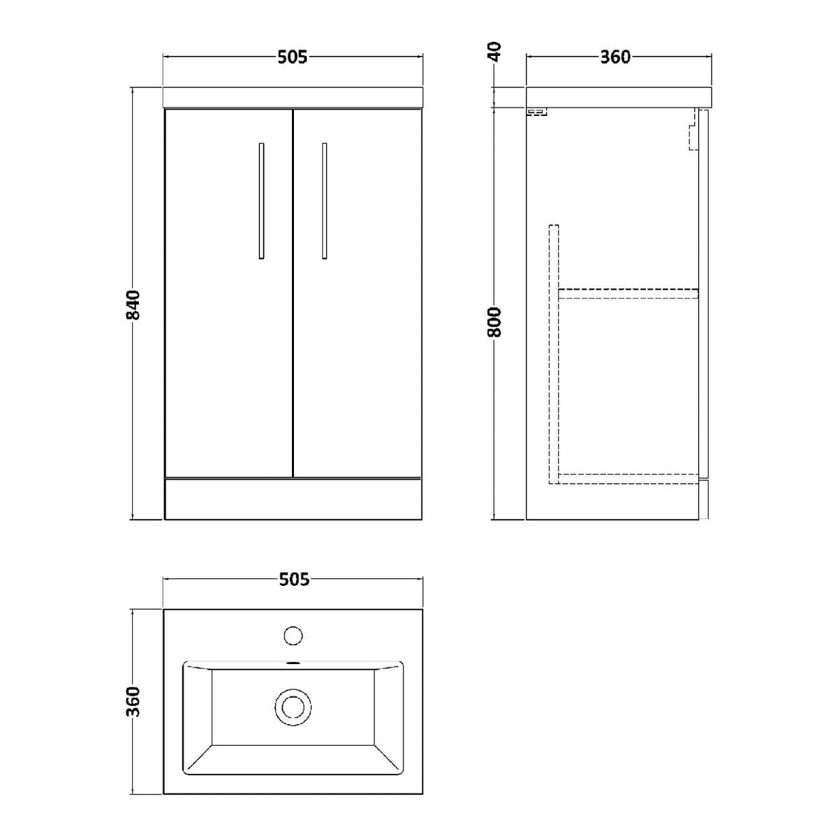 Fairford Aspri 500mm Anthracite 2 Door Floor Standing Vanity Unit