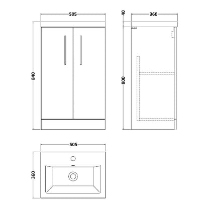 Fairford Aspri 500mm Anthracite 2 Door Floor Standing Vanity Unit
