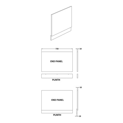 Fairford White End Panel with Plinth, 750mm