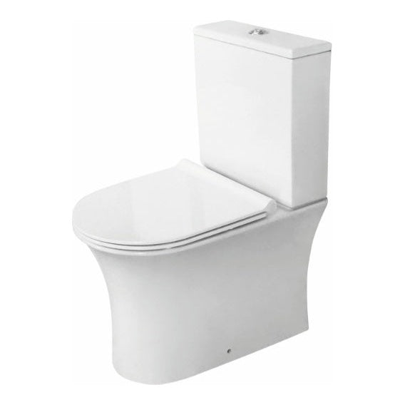 Fairford Tiene Rimless Closed Back Close Coupled Toilet with Wrapover Soft Close Seat
