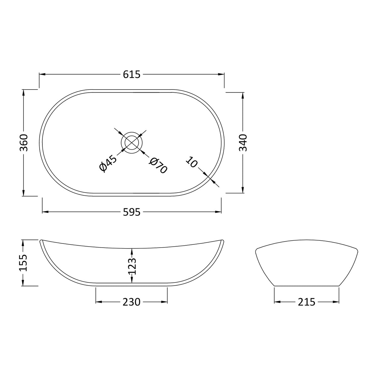 Fairford Neo 560mm Counter Top Basin - Gloss White