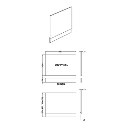 Fairford Satin Anthracite 700mm Bath End Panel with Plinth
