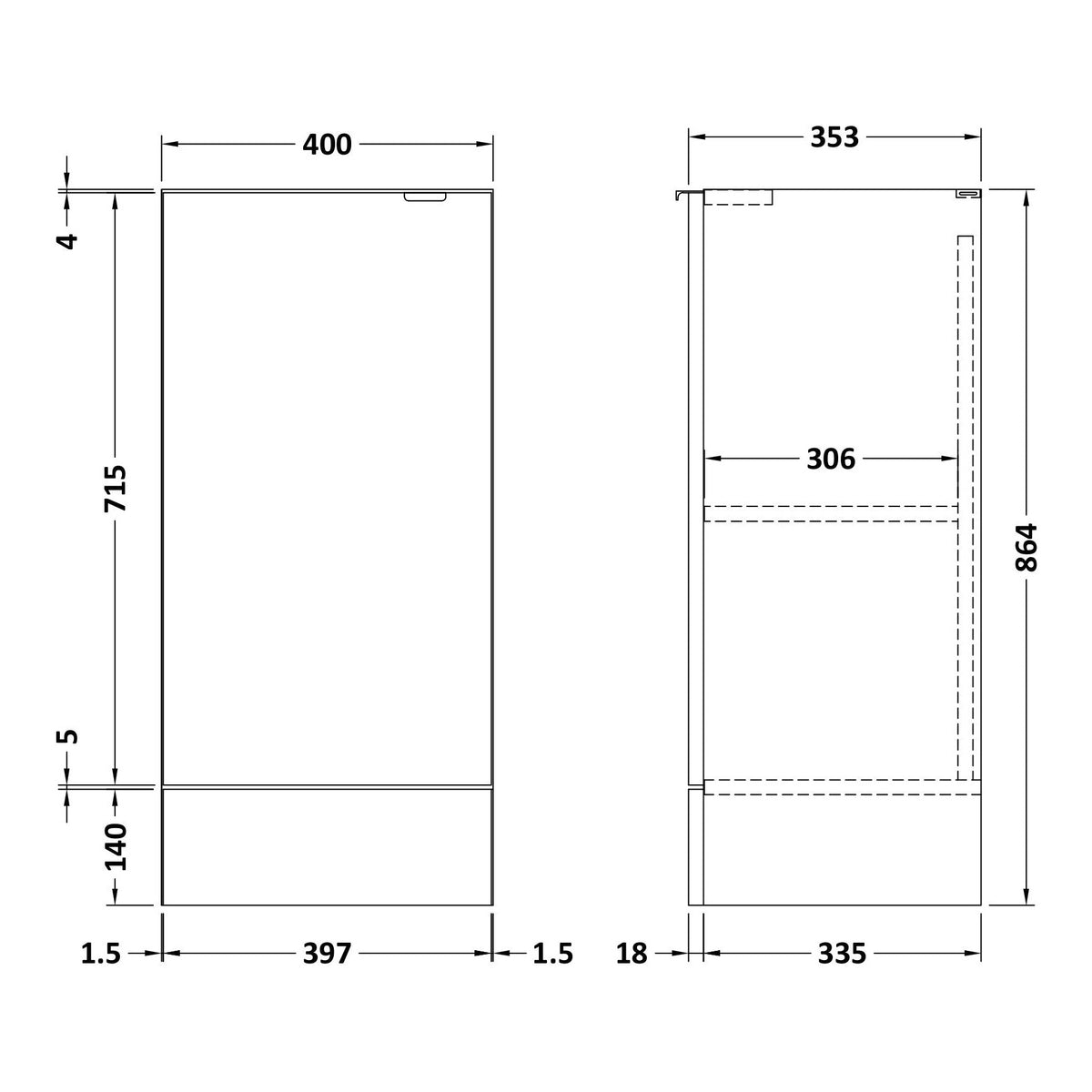 Fairford Union 400mm Gloss White Vanity Unit