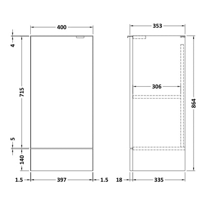Fairford Union 400mm Gloss White Vanity Unit