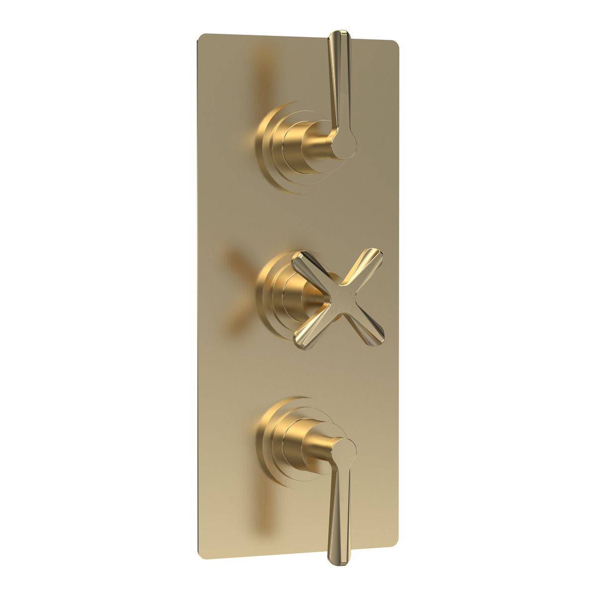 Fairford Verso Brushed Brass Concealed Triple Valve with Diverter