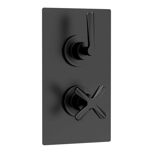 Fairford Verso Matt Black Concealed Twin Valve, 1 Outlet