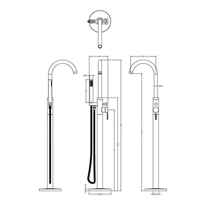 Fairford Verso Matt Black Freestanding Bath Shower Mixer
