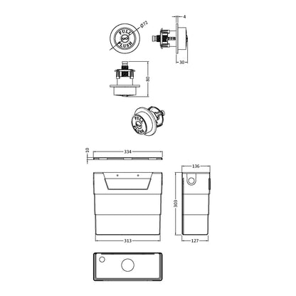 Fairford Tirer Concealed Cistern with Brushed Brass Traditional Button