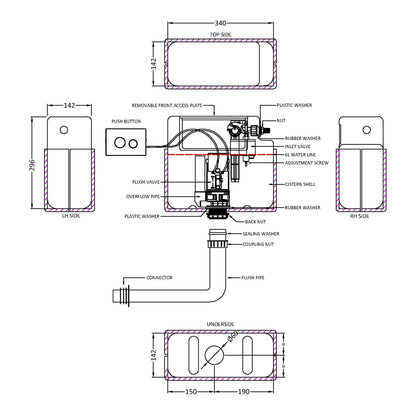 Fairford Filo Concealed Cistern with Matt Black Flush Button