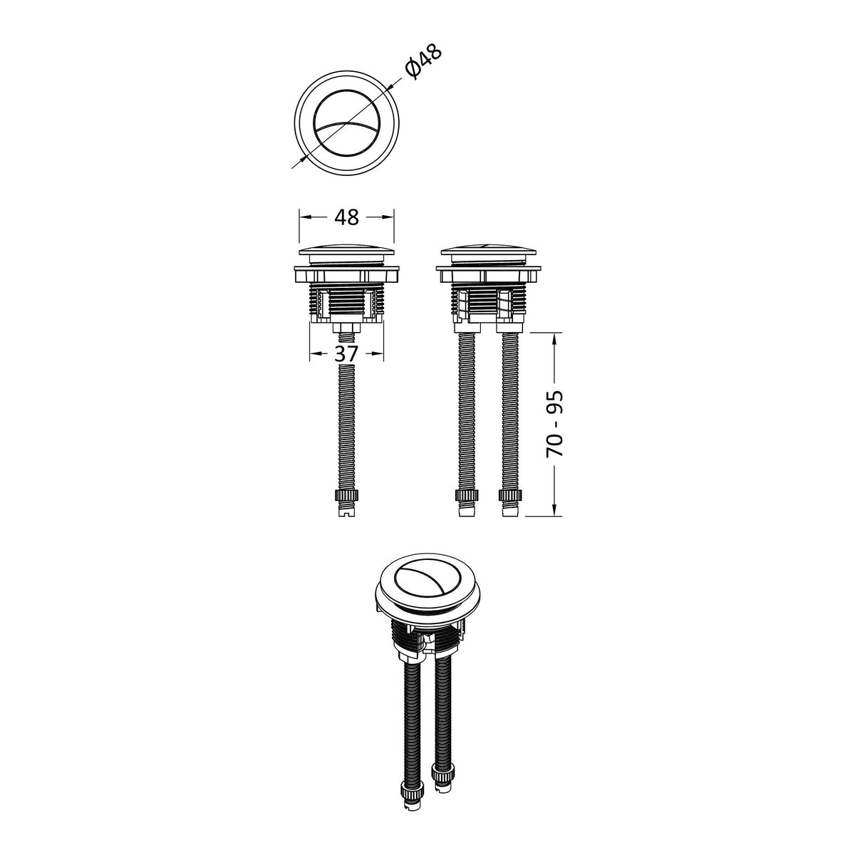White Flush Button for Close Coupled Cisterns