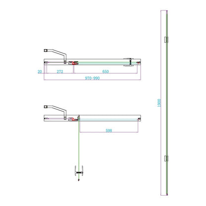Fairford 8mm Frameless 1000mm Chrome Hinged Shower Door