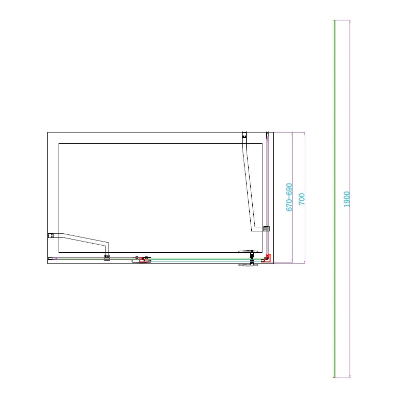 Fairford 8mm Frameless 700mm Chrome Side Panel - For Hinged Door