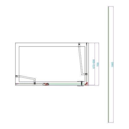 Fairford 8mm Frameless 700mm Chrome Side Panel - For Hinged Door