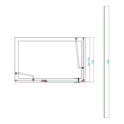 Fairford 8mm Frameless 760mm Brushed Brass Side Panel - For Hinged Door