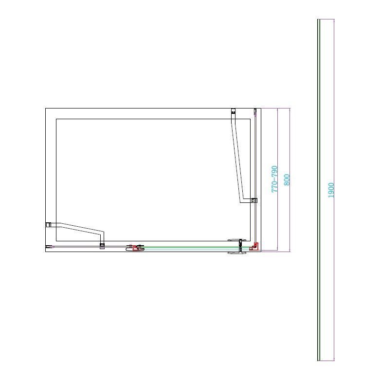 Fairford 8mm Frameless 800mm Brushed Brass Side Panel - For Hinged Door