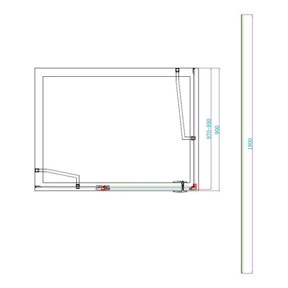Fairford 8mm Frameless 900mm Brushed Brass Side Panel - For Hinged Door