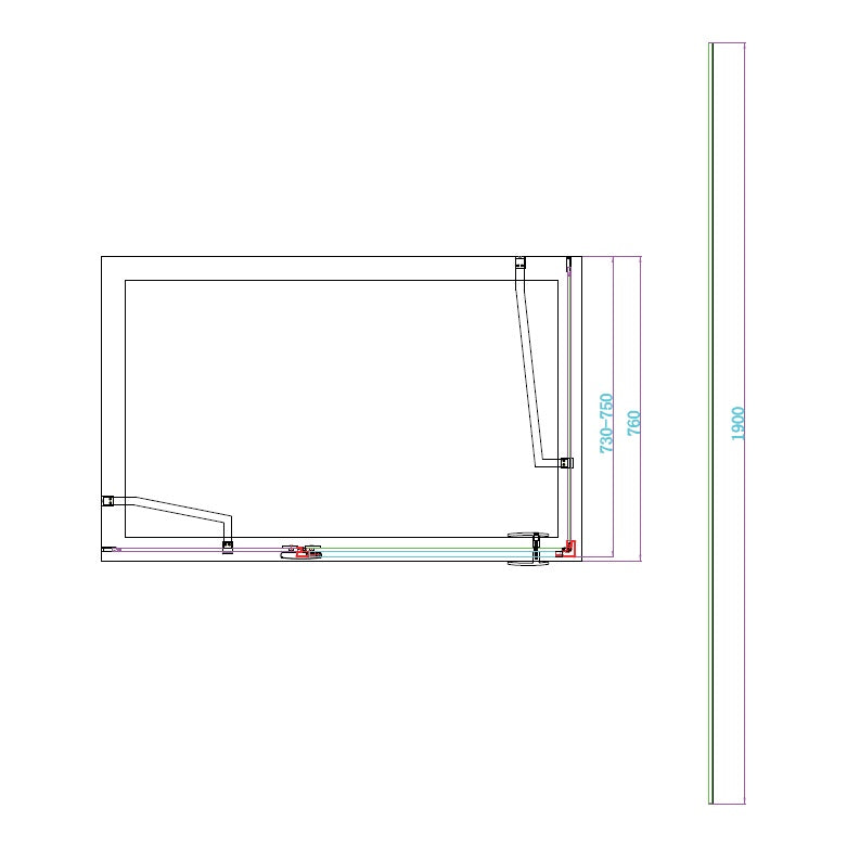 Fairford 8mm Frameless 760mm Matt Black Side Panel - For Hinged Door