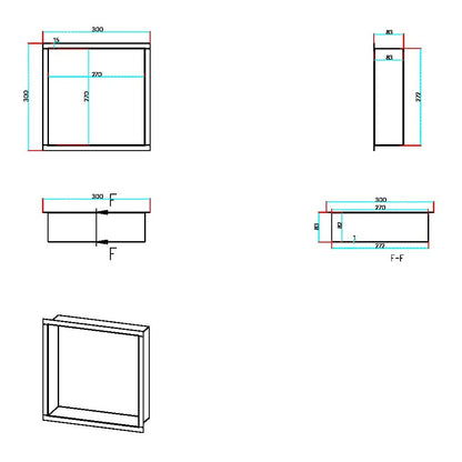 Fairford Inset Shower Niche 300 x 300 Matt Black