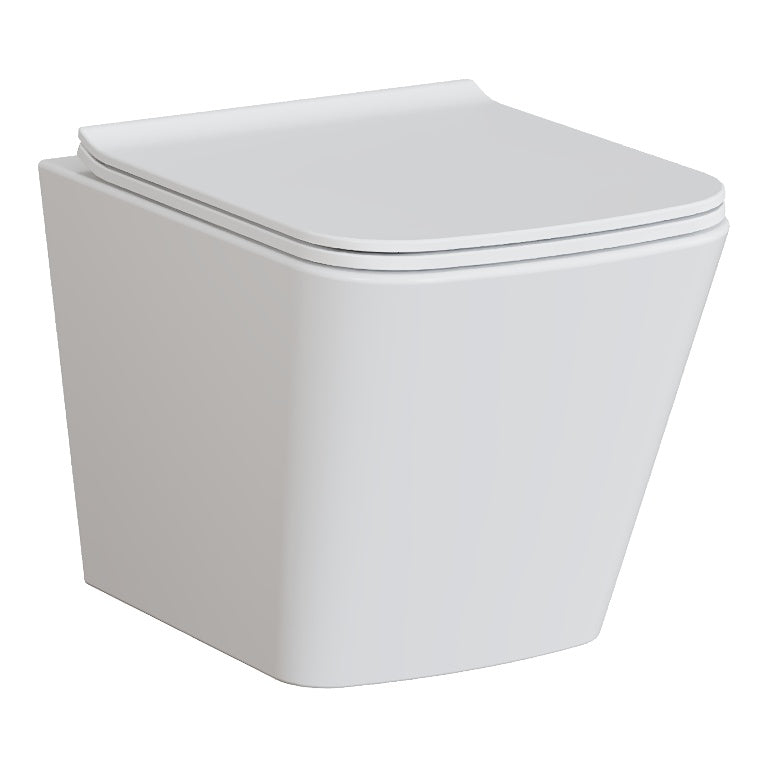 Dezine Cubo Pure Stort Hung Toilet with Soft Close Seat