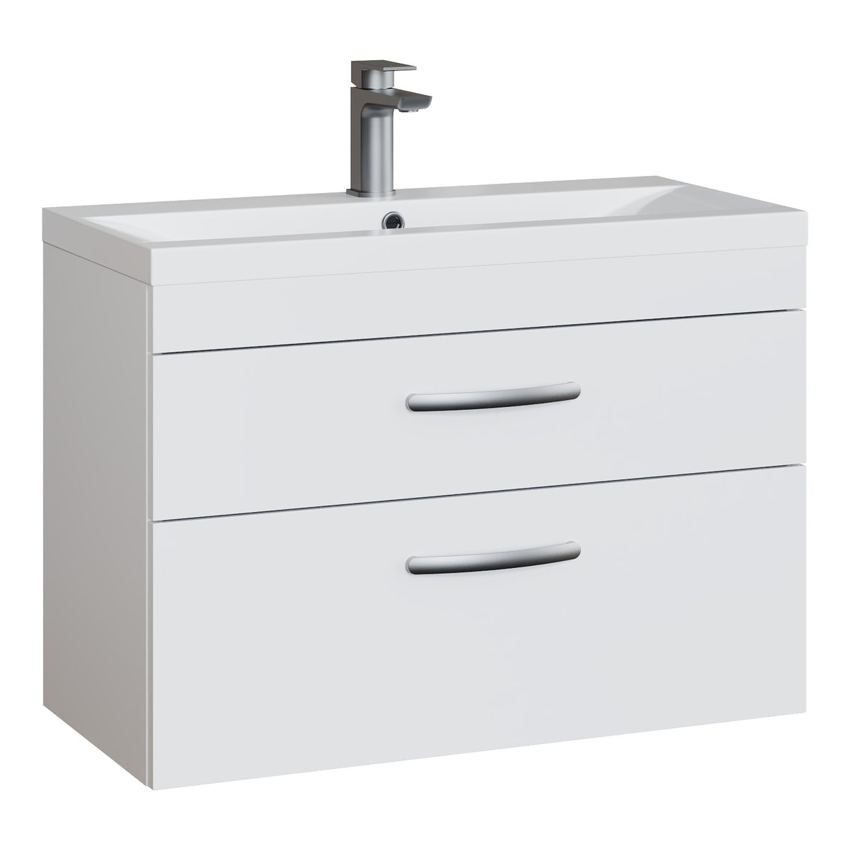 Fairford Carnation 800mm Gloss White Wall Hung 2 Drawer Vanity Unit