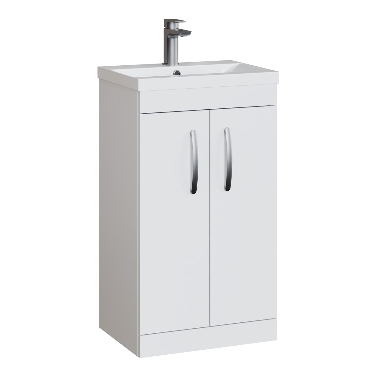Fairford Carnation 500mm Gloss White Floor Standing 2 Door Vanity Unit, with Basin