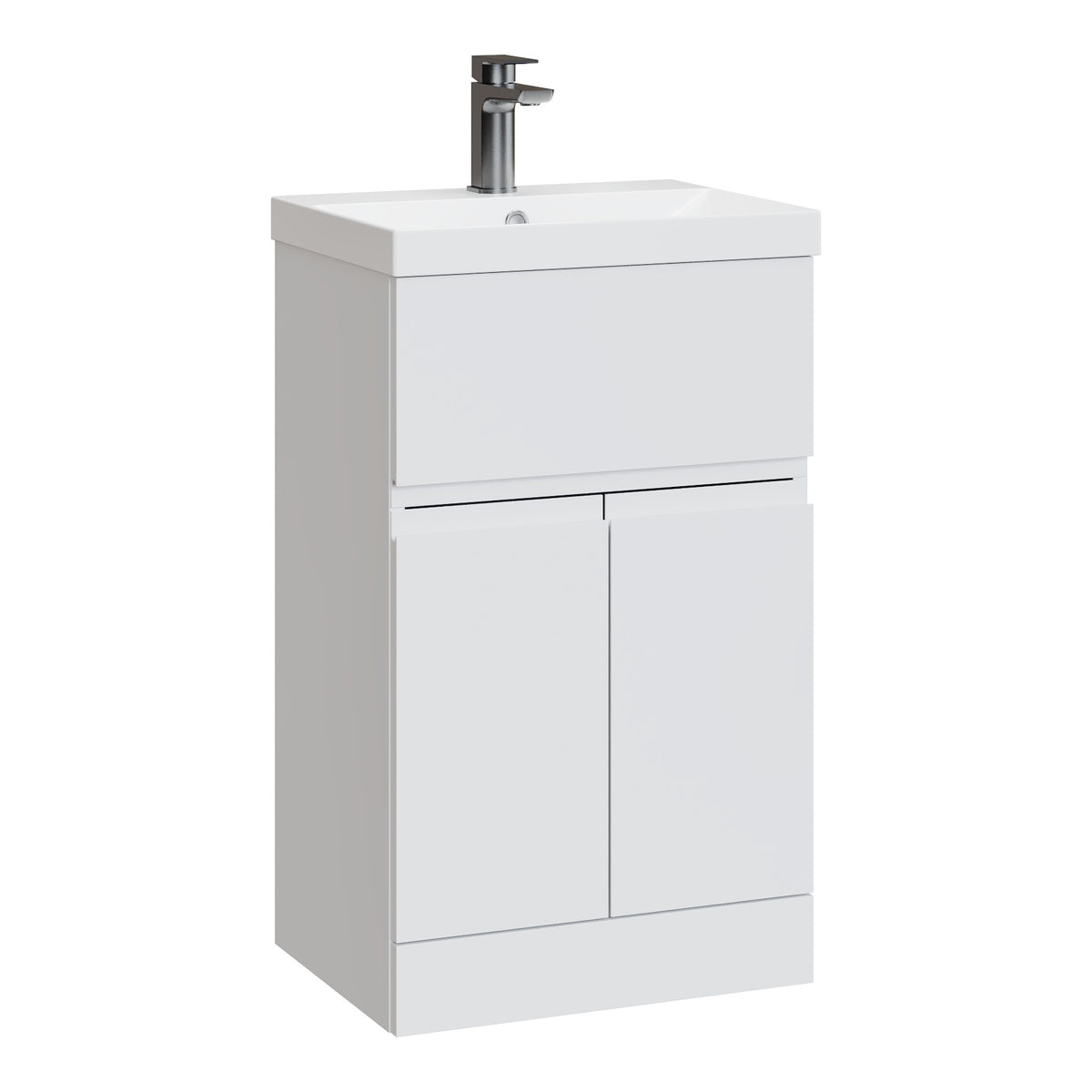 Fairford Finesse 500mm Satin White Floor Standing Vanity Unit, with Top Drawer